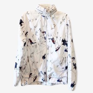 NWT Zinovizo Bird Print Hooded Zip Up Windbreaker Sz L